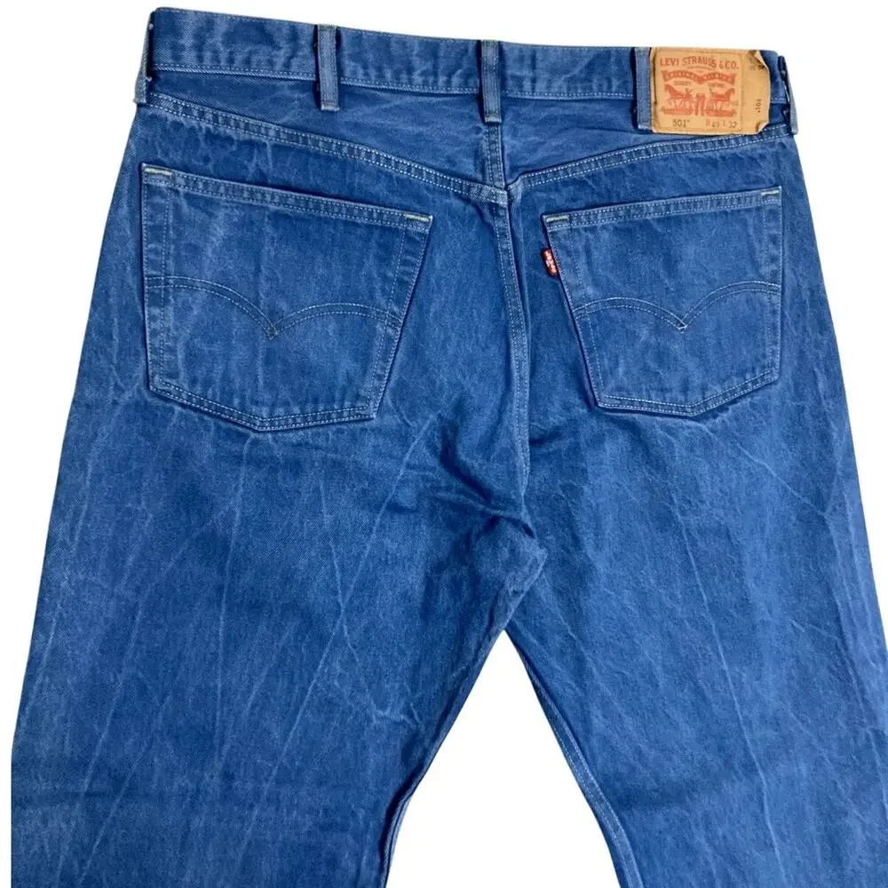 Levi's 501 XX Jeans Mens 40X30 Ice Blue Marbled Regular Straight Button‎ Fly